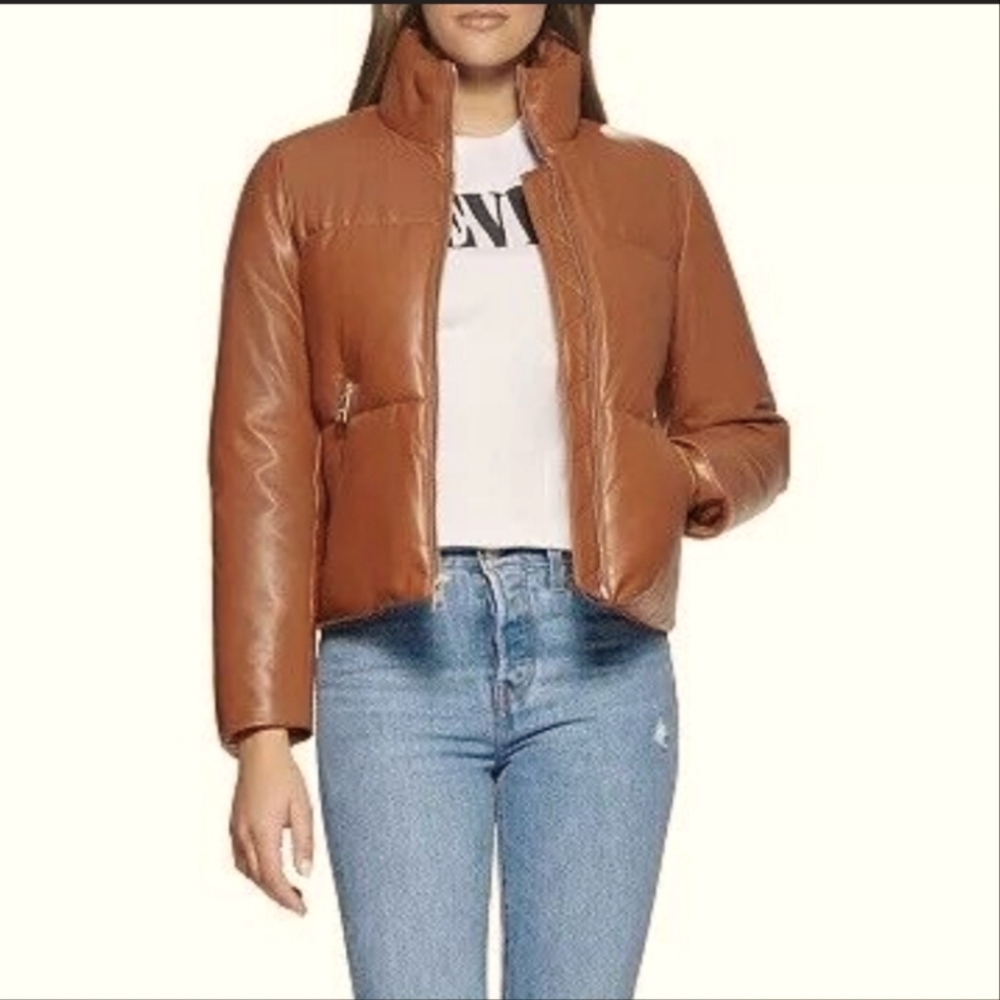 Levi’s Quilted Faux Leather Puffer Coat/Jacket Women